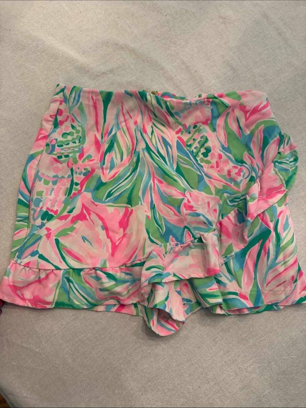 Lilly Pulitzer Pink & Green Floral Ruffle Skort